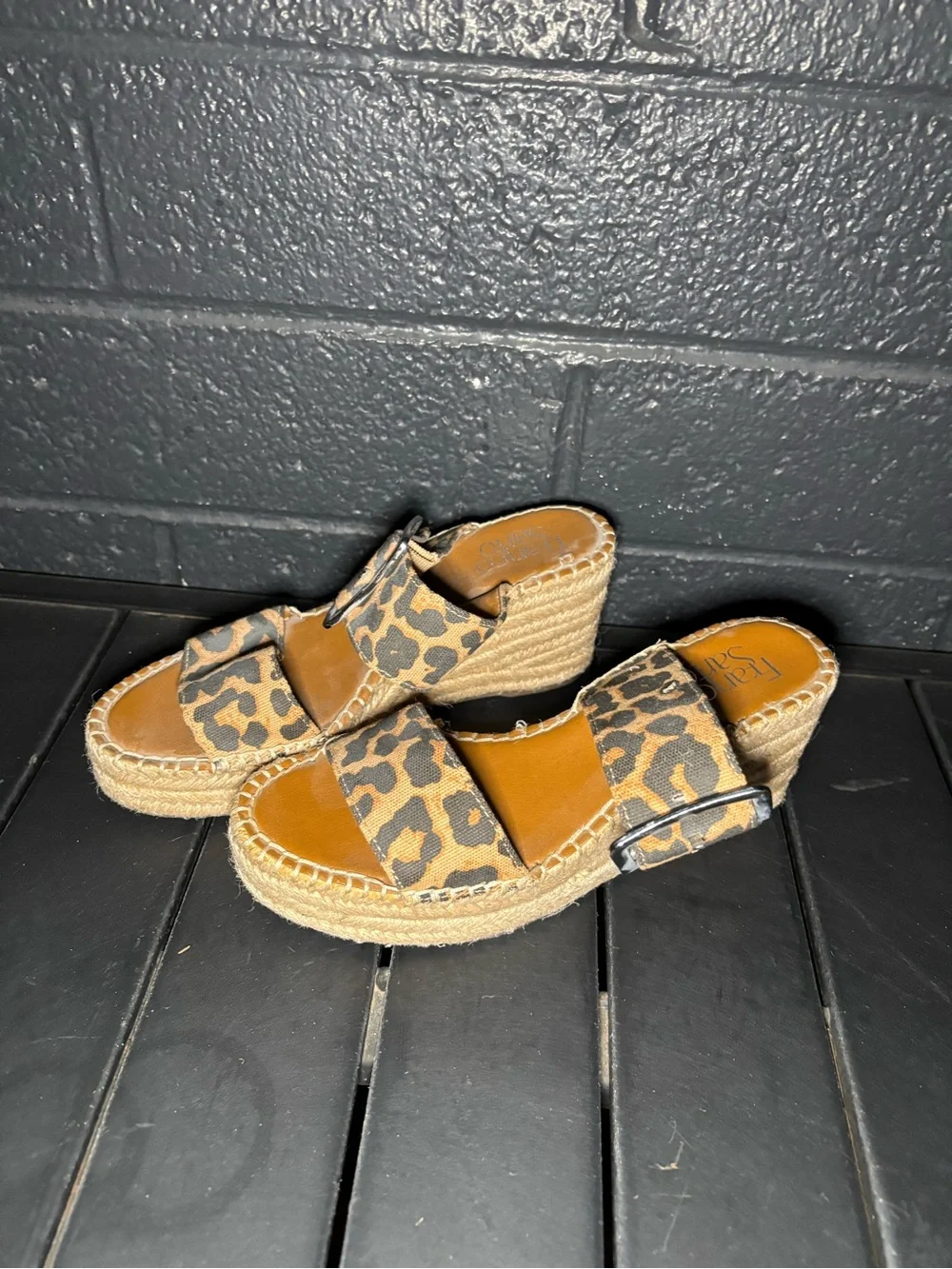 Leopard Print Espadrille Platform Sandals by Franco Sarto Size 6
